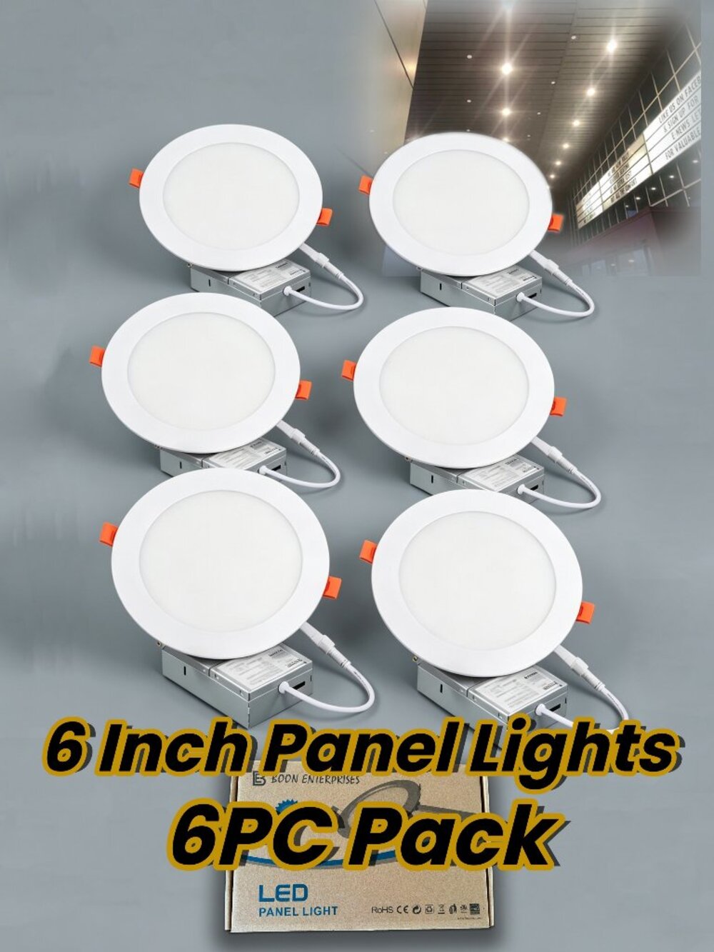 6PC SET  Brand New | 6 inch / 14.5cm LED Round  Panel Light | Warm White | 9W